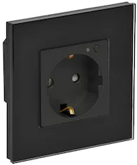 iTEQ SMART-розетка 16А с поддержкой WIFIBLE со стеклянной рамкой и защитными шторками черная ONI IT-R16SFWBG-K02 