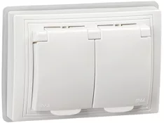 Розетка 2-местная IEK KVARTA 16А IP44 РСбш12-3-КБ-44