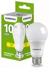 Лампа светодиодная GENERICA A60 10Вт 230В 3000К E27 LL-A60-10-230-30-E27-G 