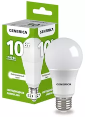 Лампа светодиодная GENERICA A60 10Вт 230В 4000К E27 LL-A60-10-230-40-E27-G 