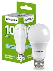 Лампа светодиодная GENERICA A60 10Вт 230В 6500К E27 LL-A60-10-230-65-E27-G 