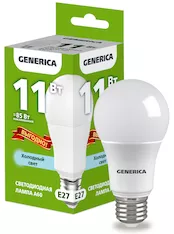 Лампа светодиодная ПРОМО GENERICA LL-A60-11-230-65-E27-G