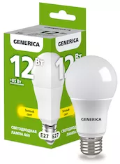 Лампа светодиодная GENERICA A60 12Вт 230В 3000К E27 LL-A60-12-230-30-E27-G 
