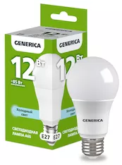 Лампа светодиодная GENERICA A60 12Вт 230В 6500К E27 LL-A60-12-230-65-E27-G 