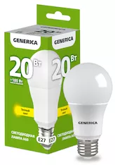 Лампа светодиодная GENERICA A60 20Вт 230В 3000К E27 LL-A60-20-230-30-E27-G 