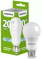 Лампа светодиодная GENERICA A60 20Вт 230В 6500К E27 LL-A60-20-230-65-E27-G 