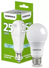 Лампа светодиодная GENERICA A65 230В 6500К LL-A65-25-230-65-E27-G