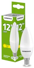 Лампа светодиодная GENERICA C35 12Вт 230В 3000К E14 LL-C35-12-230-30-E14-G 