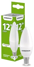 Лампа светодиодная GENERICA C35 12Вт 230В 4000К E14 LL-C35-12-230-40-E14-G 