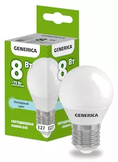 Лампа светодиодная GENERICA G45 8Вт 230В 6500К E27 LL-G45-08-230-65-E27-G 