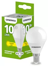 Лампа светодиодная GENERICA G45 10Вт 230В 3000К E14 LL-G45-10-230-30-E14-G 
