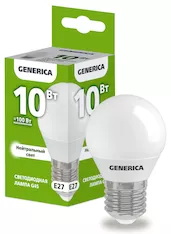 Лампа светодиодная GENERICA G45 10Вт 230В 4000К E27 LL-G45-10-230-40-E27-G 