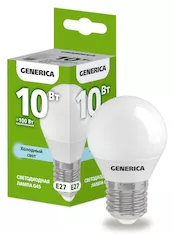 Лампа светодиодная GENERICA G45 10Вт 230В 6500К E27 LL-G45-10-230-65-E27-G 