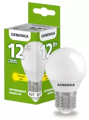 Лампа светодиодная GENERICA G45 12Вт 230В 3000К E27 LL-G45-12-230-30-E27-G 