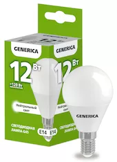 Лампа светодиодная GENERICA G45 12Вт 230В 4000К E14 LL-G45-12-230-40-E14-G 