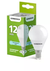 Лампа светодиодная G45 шар 12Вт 230В 6500К E14 GENERICA LL-G45-12-230-65-E14-G