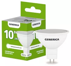 Лампа светодиодная GENERICA MR16 10Вт 230В 4000К GU5.3 LL-MR16-10-230-40-GU5-G 