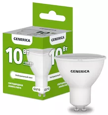 Лампа светодиодная GENERICA PAR16 10Вт 230В 4000К GU10 LL-PAR16-10-230-40-GU10-G 