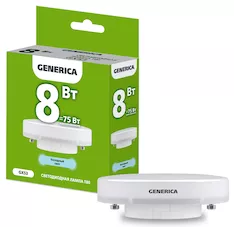 Лампа светодиодная GENERICA T80 8Вт 230В 6500К GX53 LL-T80-08-230-65-GX53-G 