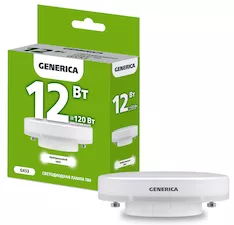 Лампа светодиодная GENERICA T80 12Вт 230В 4000К GX53 LL-T80-12-230-40-GX53-G 