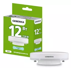 Лампа светодиодная GENERICA T80 12Вт 230В 6500К GX53 LL-T80-12-230-65-GX53-G 