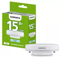 Лампа светодиодная GENERICA T80 15Вт 230В 6500К GX53 LL-T80-15-230-65-GX53-G 