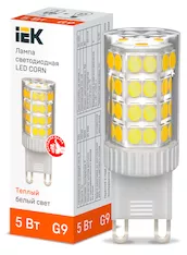 Лампа светодиодная CORN капсула 5Вт 230В 3000К керамика G9 IEK LLE-CORN-5-230-30-G9
