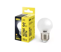 Лампа светодиодная IEK G45 3Вт 230В 3000К E27 LLE-G45-3-230-30-E27 