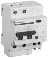 Дифференциальный автомат GENERICA АД12 2Р 20А 30мА MAD15-2-020-C-030 