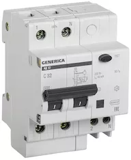 Дифференциальный автомат GENERICA АД12 2Р 32А 30мА MAD15-2-032-C-030 