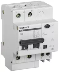Дифференциальный автомат GENERICA АД12 2Р 40А 30мА MAD15-2-040-C-030 