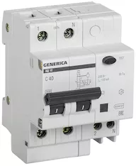 Дифференциальный автомат GENERICA АД12 2Р 40А 100мА MAD15-2-040-C-100 