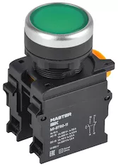 Кнопка d=22мм 1NO1NC зелёная MASTER IEK MI-BT60-11-3-22-K06
