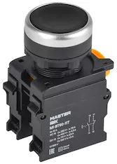 Кнопка с фиксацией d=22мм 1NO1NC чёрная MASTER IEK MI-BT60-11T-3-21-K02