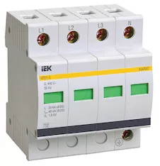 KARAT Ограничитель импульсного перенапряжения ОПС1-C 4P In=20кА Un=400В Im=40кА IEK MOP20-4-C
