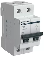 Автоматический выключатель GENERICA ВА47-29М 4,5кА C MVA21-2-025-C-G 