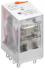 Реле интерфейсное ORM-1 2C 220В AC со светодиодом и тестовой кнопкой ONI ORM-1-2C-AC220V-L-B 