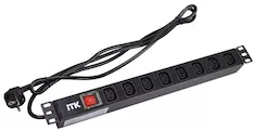 Блок розеток 8 розеток ITK PDU C13 с LED выключателем 1U вилка нем.стандарт PH12-8C131 