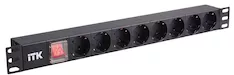 Блок розеток 8 розеток ITK PDU с LED выключателем 1U без шнура вх C14 алюминиевый профиль PH12-8D3 