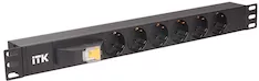 Блок розеток 6 розеток ITK PDU DIN49440 (нем. cтанд.) с автоматом на 10А 1U вх. IEC320 C14 PH21-6D3 