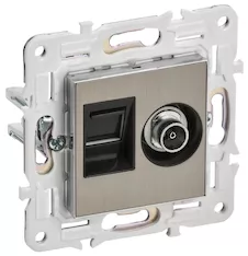 SKANDY Розетка двойная TVRJ45 кат.5E SK-A14N металл никель IEK SK-AK20-1-K50