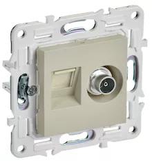 SKANDY Розетка двойная TVRJ45 кат.6 SK-A15B бежевый IEK SK-AK20-2-K10