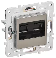 SKANDY Розетка компьютерная двойная RJ45 кат.5E SK-K03N металл никель IEK SK-K20-1-K50