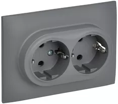 Розетка 2-местная IEK SKANDY 16А SK-R07Gr SK-R24-16-K03-F