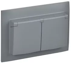 Розетка 2-местная и крышкой IEK SKANDY 16А IP44 SK-R12Gr SK-R26-16-44-K03-F