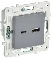 Розетка IEK SKANDY USB AC 18Вт SK-R13Gr SK-U22-018-K03