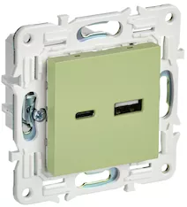 Розетка IEK SKANDY USB AC 18Вт SK-R13G SK-U22-018-K06