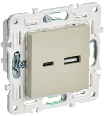 Розетка IEK SKANDY USB AC 18Вт SK-R13B SK-U22-018-K10
