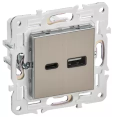 SKANDY Розетка USB AC 18Вт SK-R13N металл никель IEK SK-U22-018-K50