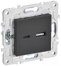 Розетка IEK SKANDY USB AC 18Вт SK-R13G SK-U22-018-K53 